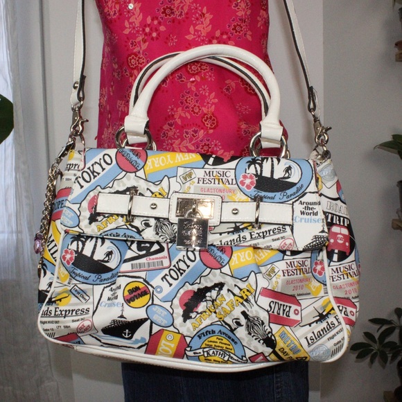 Kathy Van Zeeland Travel Print Satchel Handbag - Picture 2 of 10